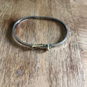 Vintage Sterling Silver & Brass Buckle Bangle